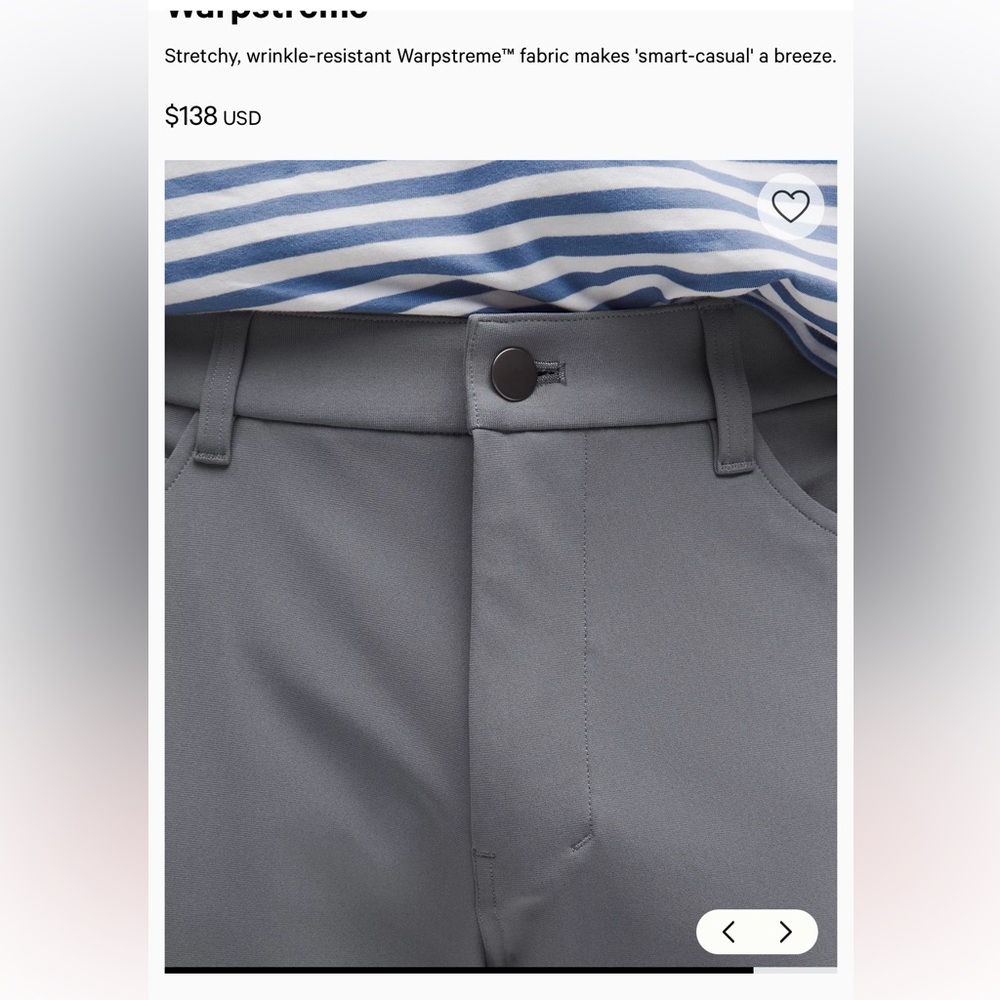 Lululemon ABC Slim-Fit 5 Pocket Pant 30L Warpstreme Gray Size 35 Men - Picture 2 of 10